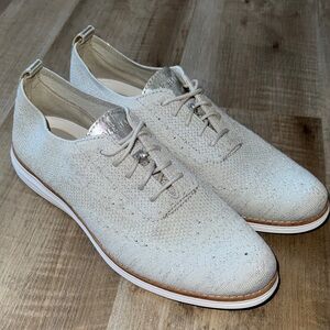 Cole Haan Silver Original Grand Stitched Oxford Shoes
